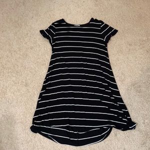 Black and white striped swing dress